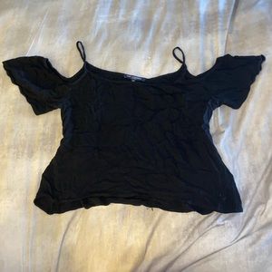 black open shoulder blouse